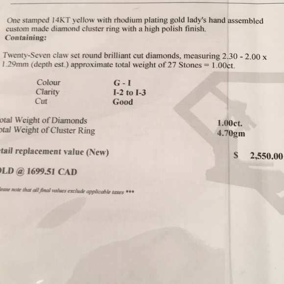 - 14k Gold 1 TCW Diamond cluster ring w/Appraisal - Picture 14 of 14